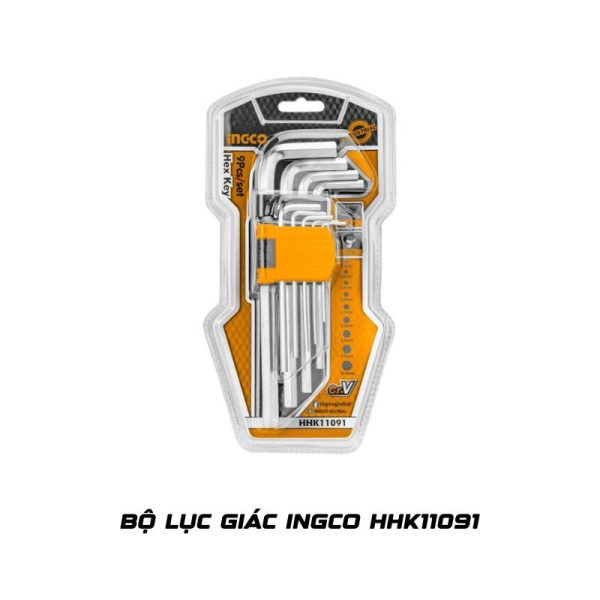 Bộ lục giác Ingco HHK11091 tay cầm chữ L chất liệu thép bền