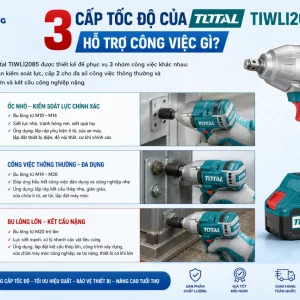 Máy siết bu lông Total TIWLI2085: 20V, lực 850Nm