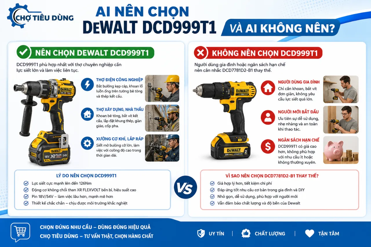 Ai Nên Chọn Dewalt DCD999T1 Và Ai Không Nên?