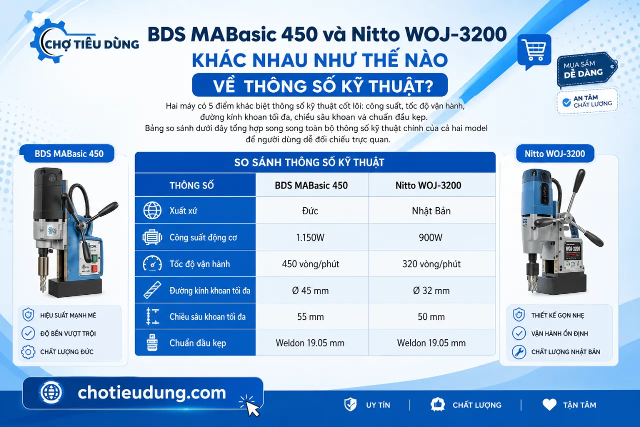 BDS MABasic 450 và Nitto WOJ-3200 khác nhau như thế nào về thông số kỹ thuật?