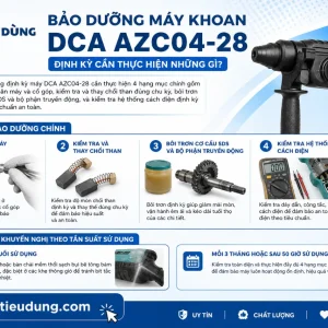 Máy khoan bê tông DCA AZC04-28: 820W, lực đập 3.3J