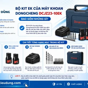 Máy Khoan Dongcheng DCJZ23-10EK: Không Chổi Than, 12V