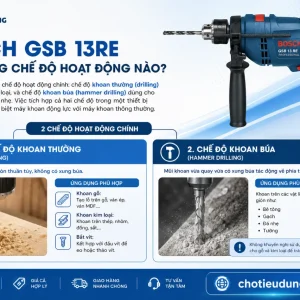 Máy khoan động lực Bosch GSB: 13RE, đầu cặp 13mm