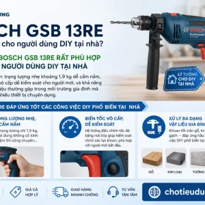 Máy khoan động lực Bosch GSB: 13RE, đầu cặp 13mm