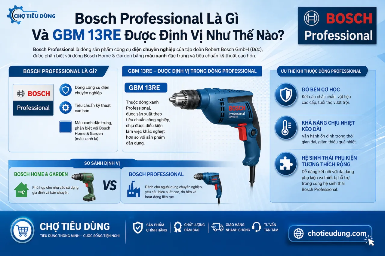 Bosch Professional Là Gì Và GBM 13RE Được Định Vị Như Thế Nào?