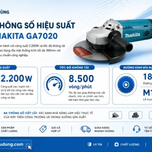Máy mài Makita GA7020: 2200W tốc độ 8.500 vòng/phút