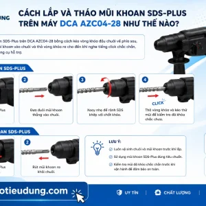 Máy khoan bê tông DCA AZC04-28: 820W, lực đập 3.3J