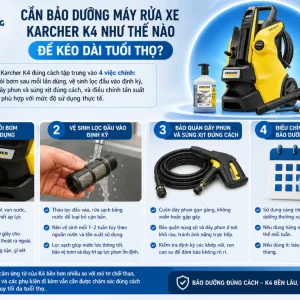 Máy rửa xe Karcher K4: 1800W, áp lực 130 bar
