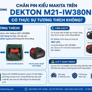 Máy siết bu lông Dekton M21-IW380N: Lực siết 380Nm, không chổi than