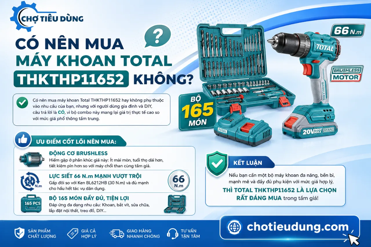 Có Nên Mua Máy Khoan Total THKTHP11652 Không?