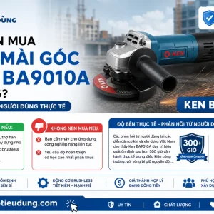 Máy Mài Góc Ken BA9010A: 100mm, Không Chổi Than 12.000 Vòng/Phút