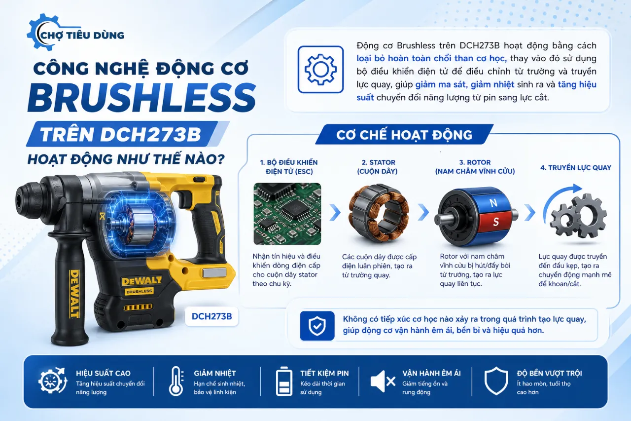 Công Nghệ Động Cơ Brushless Trên DCH273B Hoạt Động Như Thế Nào?
