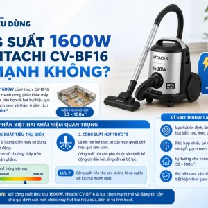 Máy Hút Bụi Hitachi CV-BF16: 1600W, Túi 1.5L