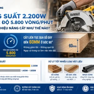 Máy Cưa DeWalt DW368: Cầm Tay: 2.200W, Lưỡi 184mm Cho Gỗ