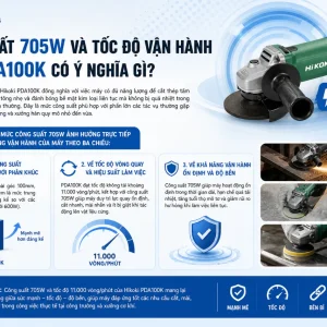 Máy mài góc Hikoki PDA100K: 705W, đá 100mm, 1.5kg