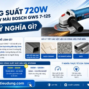 Máy mài Bosch GWS 7-125: 720W, vỏ mỏng Ø56mm