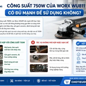 Máy Mài Góc Worx Green WU811: 750W, Đá 100mm, Thân Gọn