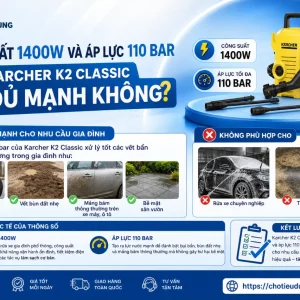 Máy rửa xe Karcher K2 Classic: 1400W, áp lực 110 bar