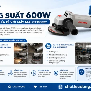 Máy mài Crown CT13322: 600W, 100mm, 11.000 v/p
