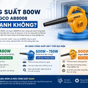 Máy thổi bụi Ingco AB8008: Công suất 800W, hút thổi 2 chiều