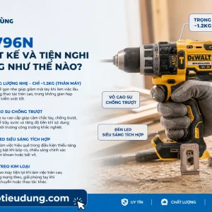 Máy khoan Dewalt DCD796N: 18V XR, Brushless, thân máy