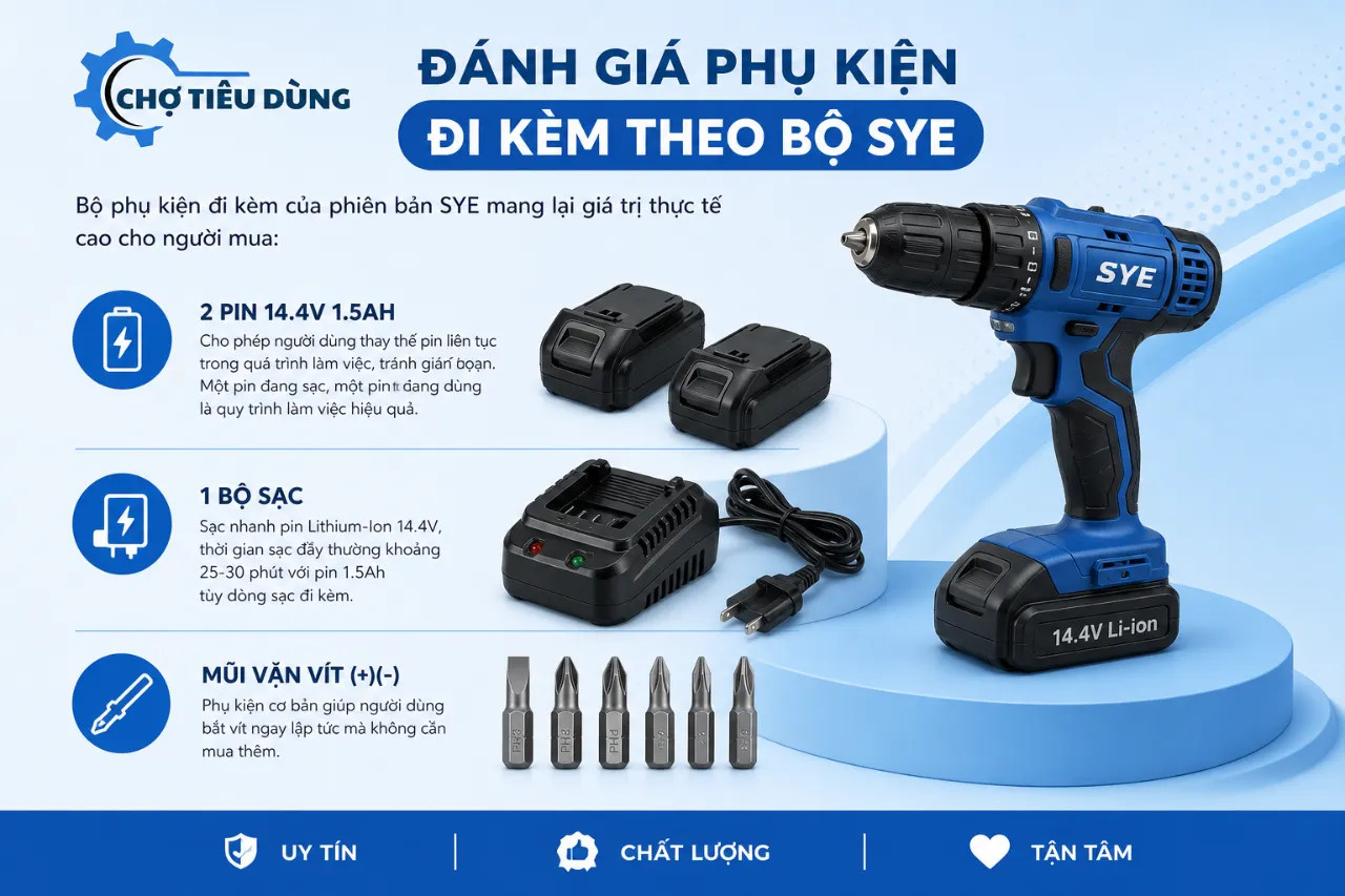 Đánh giá phụ kiện đi kèm theo bộ SYE