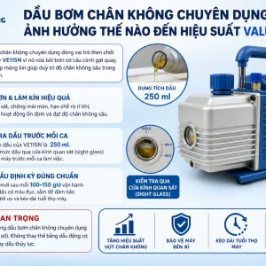 Máy bơm Value VE115N: 1/4HP, hút chân không, 150 Micron