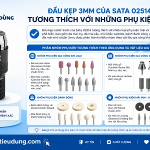 Máy mài khí nén dạng bút Sata 02514: 3mm, 54.000 RPM