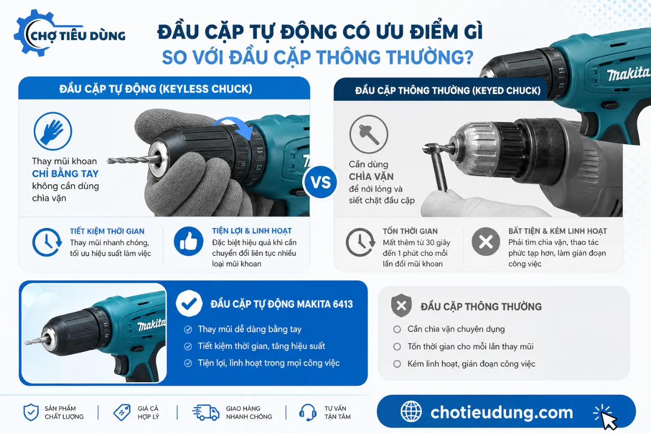 Đầu cặp tự động có ưu điểm gì so với đầu cặp thông thường?
