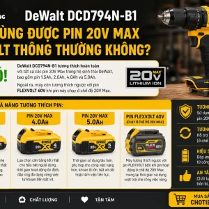 Máy khoan DeWalt DCD794N-B1: 20V Max Atomic 74Nm