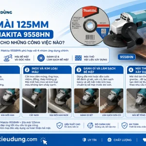 Máy mài Makita 9558HN: 125mm, motor 840W, bền bỉ