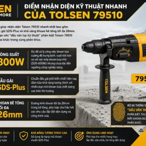 Máy khoan Tolsen 79510: Công suất 800W, bê tông 26mm