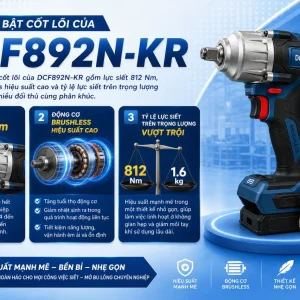 Máy siết bu lông Dewalt DCF892N-KR: Dùng pin 20V, lực siết 812Nm