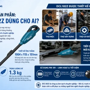 Máy Hút Bụi Makita DCL182Z: 18V, 2 Mức Hút