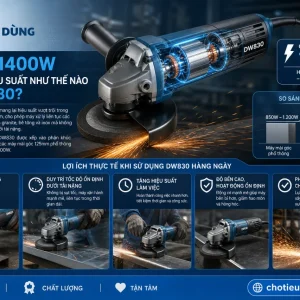 Máy mài góc DeWalt DW830: 1400W, tốc độ 10.000 v/p
