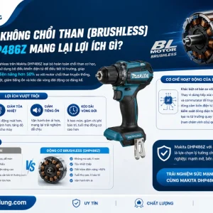 Máy khoan Makita DHP486Z 18V LXT, 125Nm không chổi than