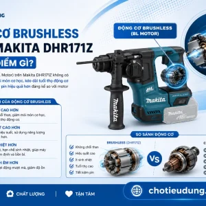Máy khoan Makita DHR171Z: Dùng pin 18V, bê tông 17mm