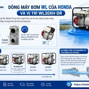 Máy bơm Honda WL30XH-DR: 3 inch, 1100L/phút
