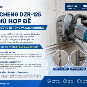 Máy cắt rãnh tường Dongcheng DZR-125: 5 lưỡi, 3000W