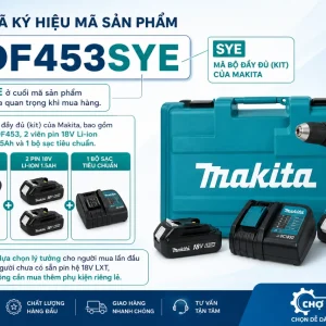 Máy khoan Makita DDF453SYE: 18V, mô-men xoắn 42Nm