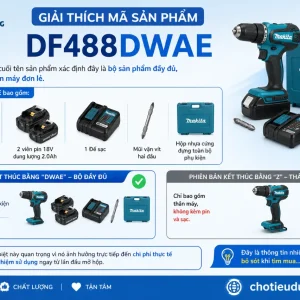 Máy khoan Makita DF488DWAE: Dùng pin 18V, lực siết 42Nm