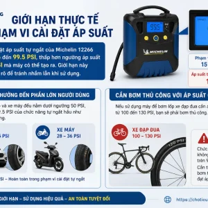 Máy bơm Michelin 12266: 12V, tự ngắt, màn LCD