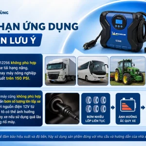 Máy bơm Michelin 12266: 12V, tự ngắt, màn LCD