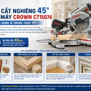 Máy cưa Crown CT15074: 1200W, cắt sâu 62.5mm