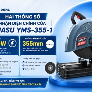 Máy cắt sắt đế bàn Yamasu YMS-355-1: 2400W, đá 355mm