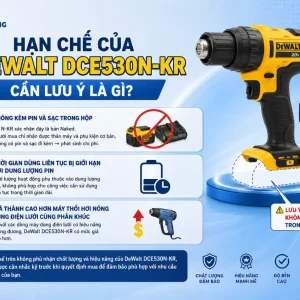 Máy thổi hơi Dewalt DCE530N-KR: Dùng pin 18V, nhiệt 530°C