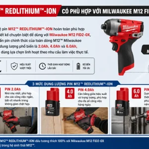 Máy Bắt Vít Milwaukee M12 FID2-0X: 170Nm, Dài 127mm