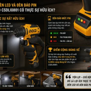 Máy bắt vít Ingco CSDLI0801: 8V, chỉnh lực 15+1