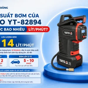 Máy Bơm Hơi Dùng Pin Yato YT-82894: Tự Ngắt, Áp Suất 10.4 Bar