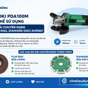 Máy mài góc Hikoki PDA100M: 715W, đá 100mm